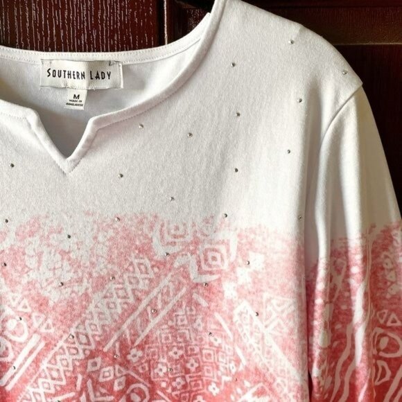 Southern Lady Tunic Top for Women Sz M Ombre Colors w/ Aztec Designs - Picture 3 of 11